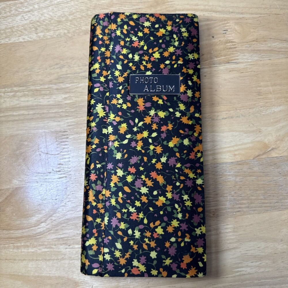 Vintage Photo Album Floral Fabric Cover Spiral Bound Index Made in Japan Retro
